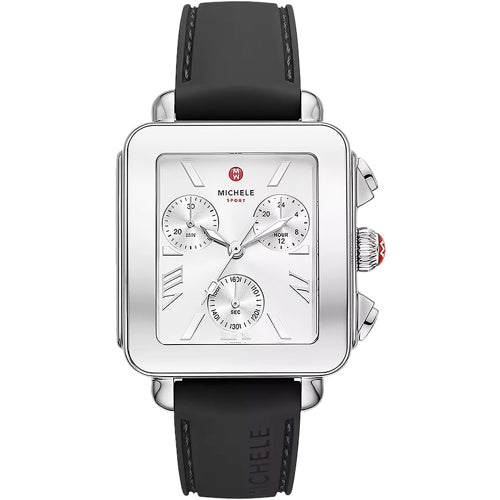 Michele MWW06K000071 Deco Sport Chronograph Stainless Steel Black Silicone Strap
