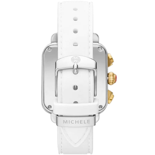 Michele MWW06K000069 Deco Sport Chronograph Gold-Plated White Silicone Strap
