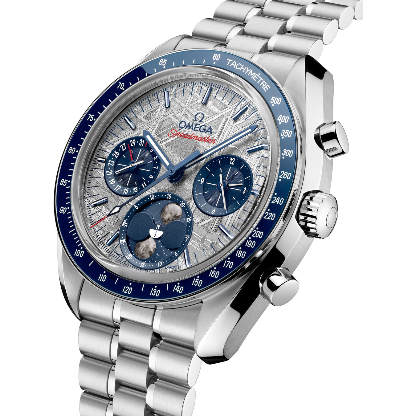 Omega Speedmaster Moonphase Meteorite Blue and Grey 304.30.43.52.06.001