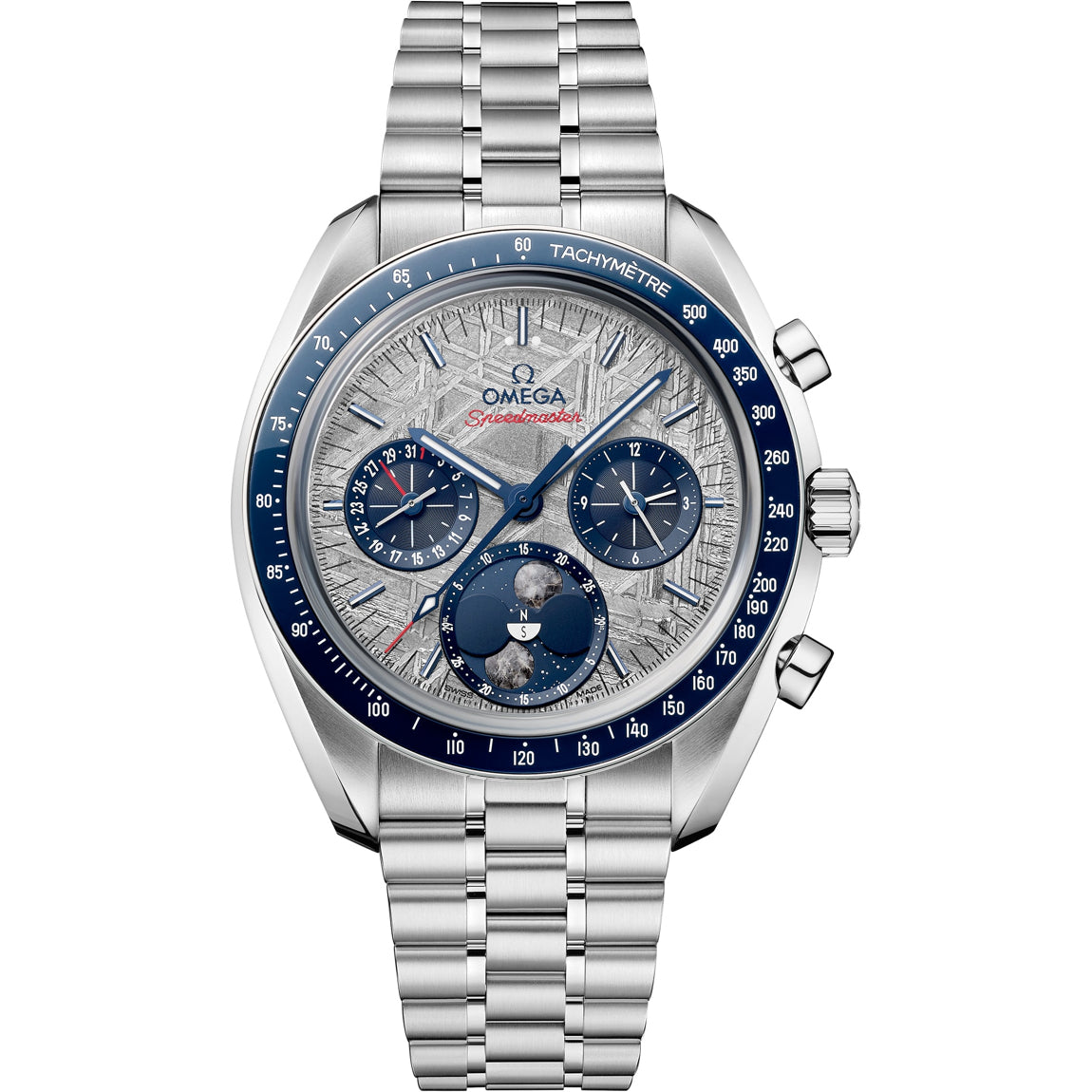 Omega Speedmaster Moonphase Meteorite Blue and Grey 304.30.43.52.06.001