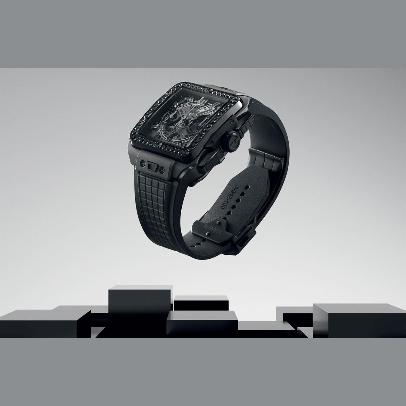 Hublot 821.CX.0140.RX.1200 Square Bang Unico all Black Diamonds