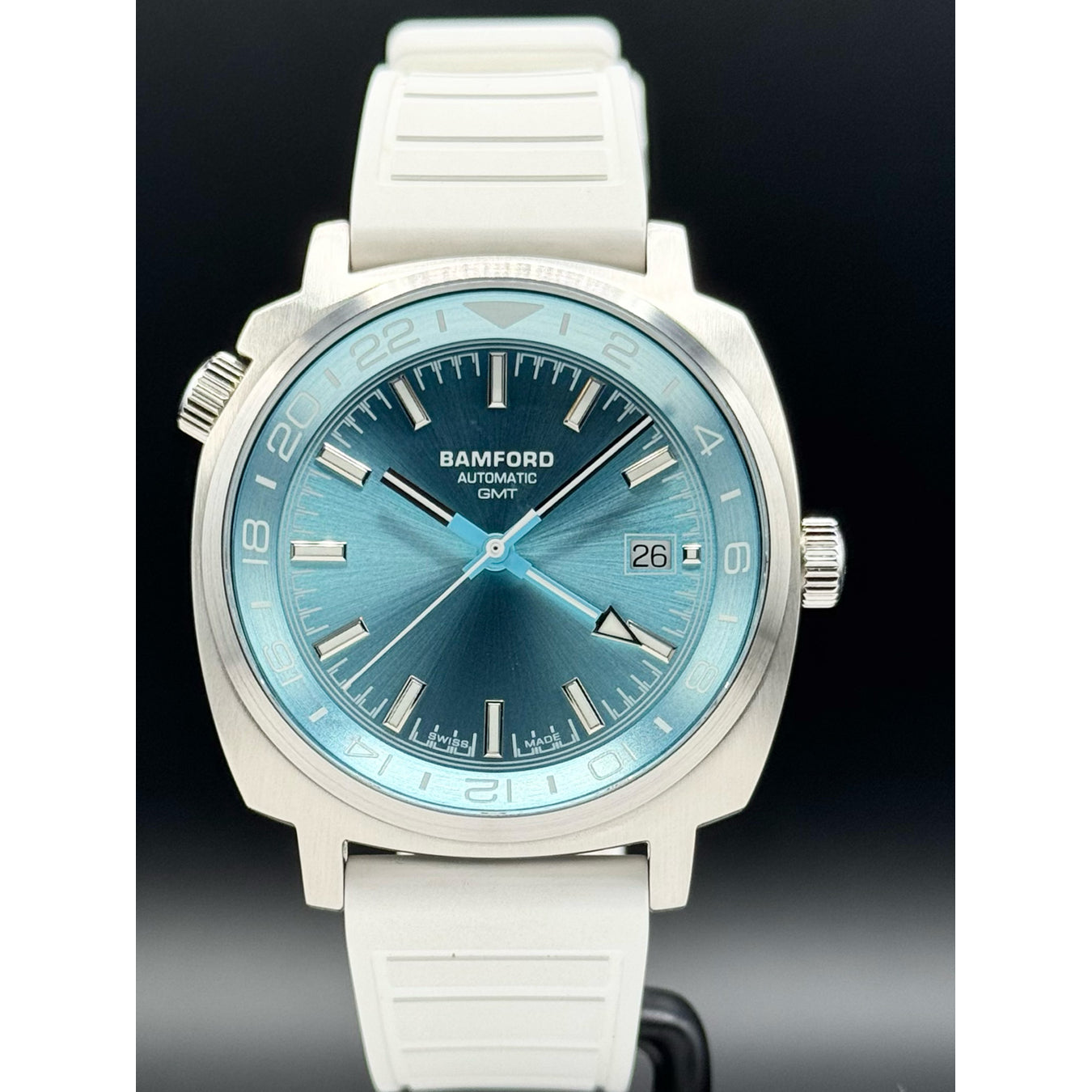 Bamford London Glacier Sunburst GMT Rubber Strap