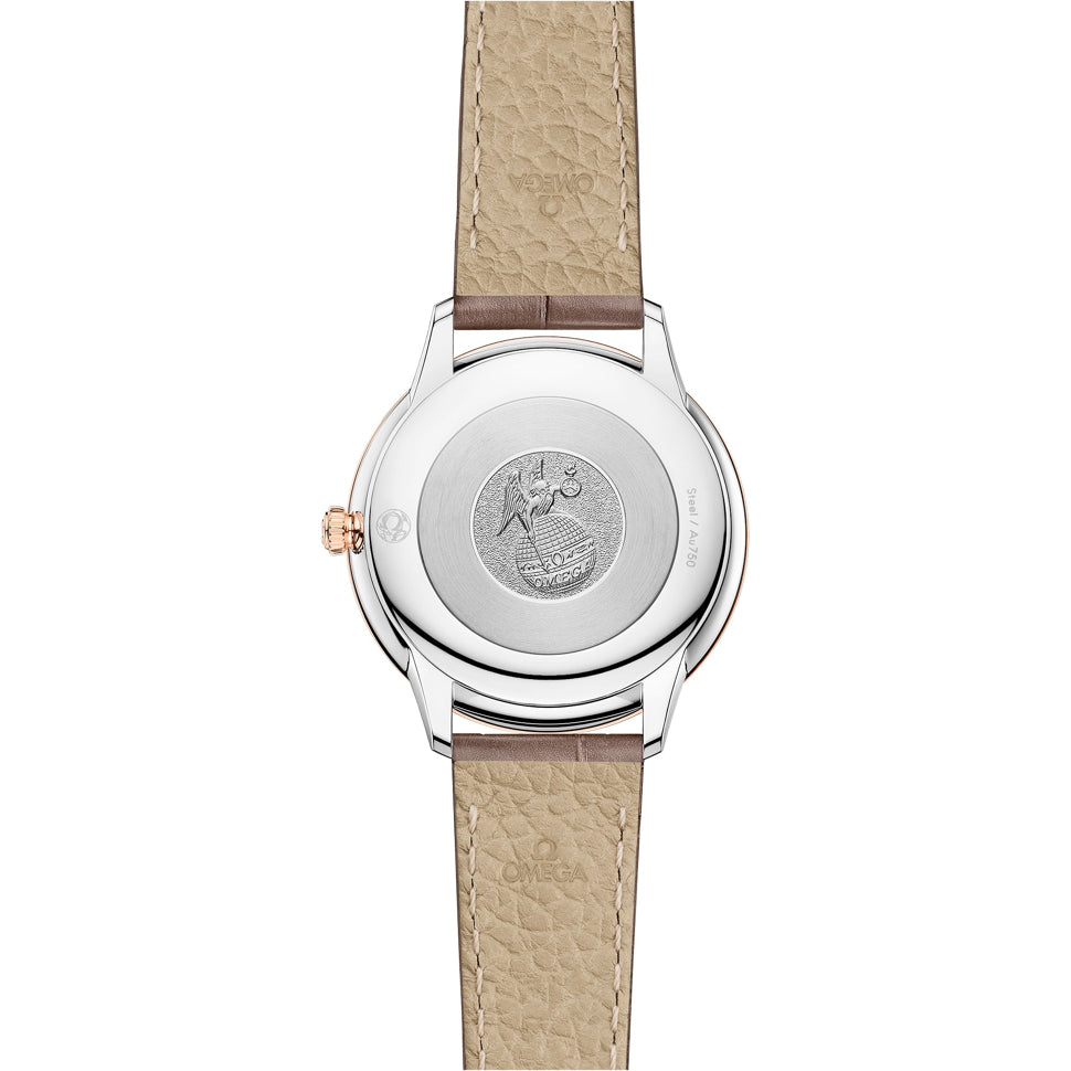 Omega 434.23.30.60.52.001 De Ville Prestige 30mm Steel Sedna Gold on Leather Strap