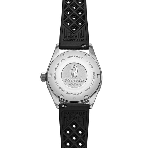 Nivada Grenchen 32053A01 Antarctic Diver Green Date on Rubber Tropic
