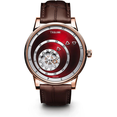 Trilobe LM07RS Les Matinaux Secret RD Red Dial 40.5mm on Alligator Strap