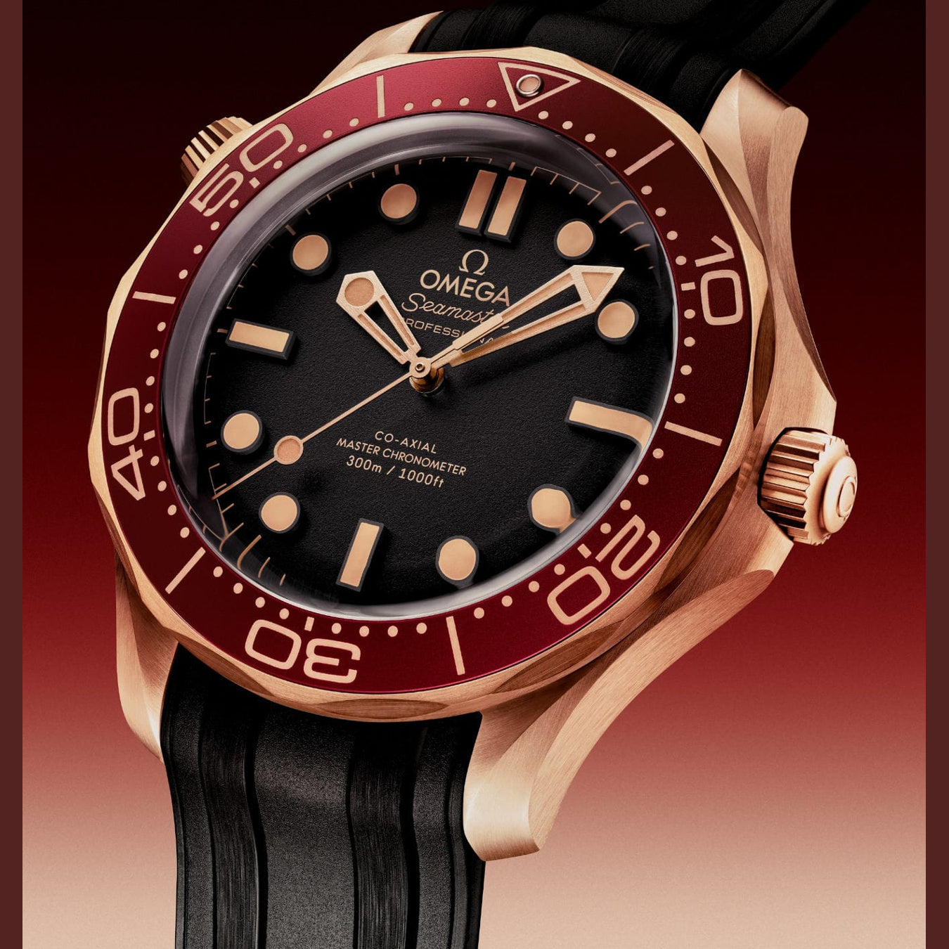 Omega Seamaster Diver 300M Bronze Gold "Ironman" On Rubber Strap 210.92.42.20.01.003