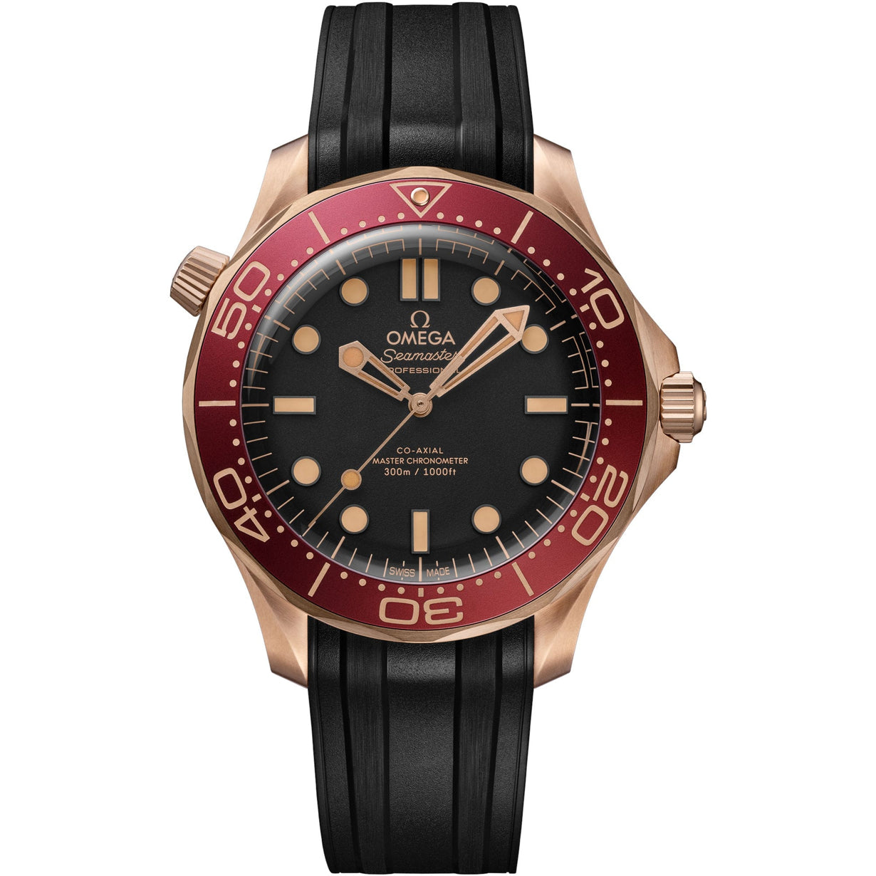Omega Seamaster Diver 300M Bronze Gold "Ironman" On Rubber Strap 210.92.42.20.01.003