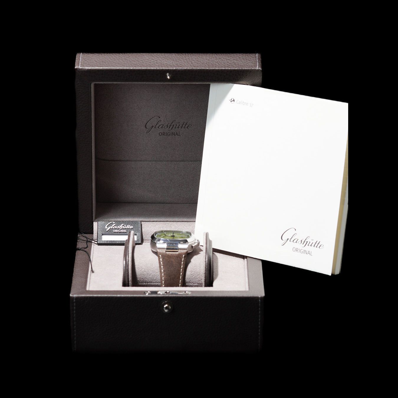Glashütte Original 1-37-02-09-02-62 Seventies Chronograph Panorama Date Fab Green on Leather Strap