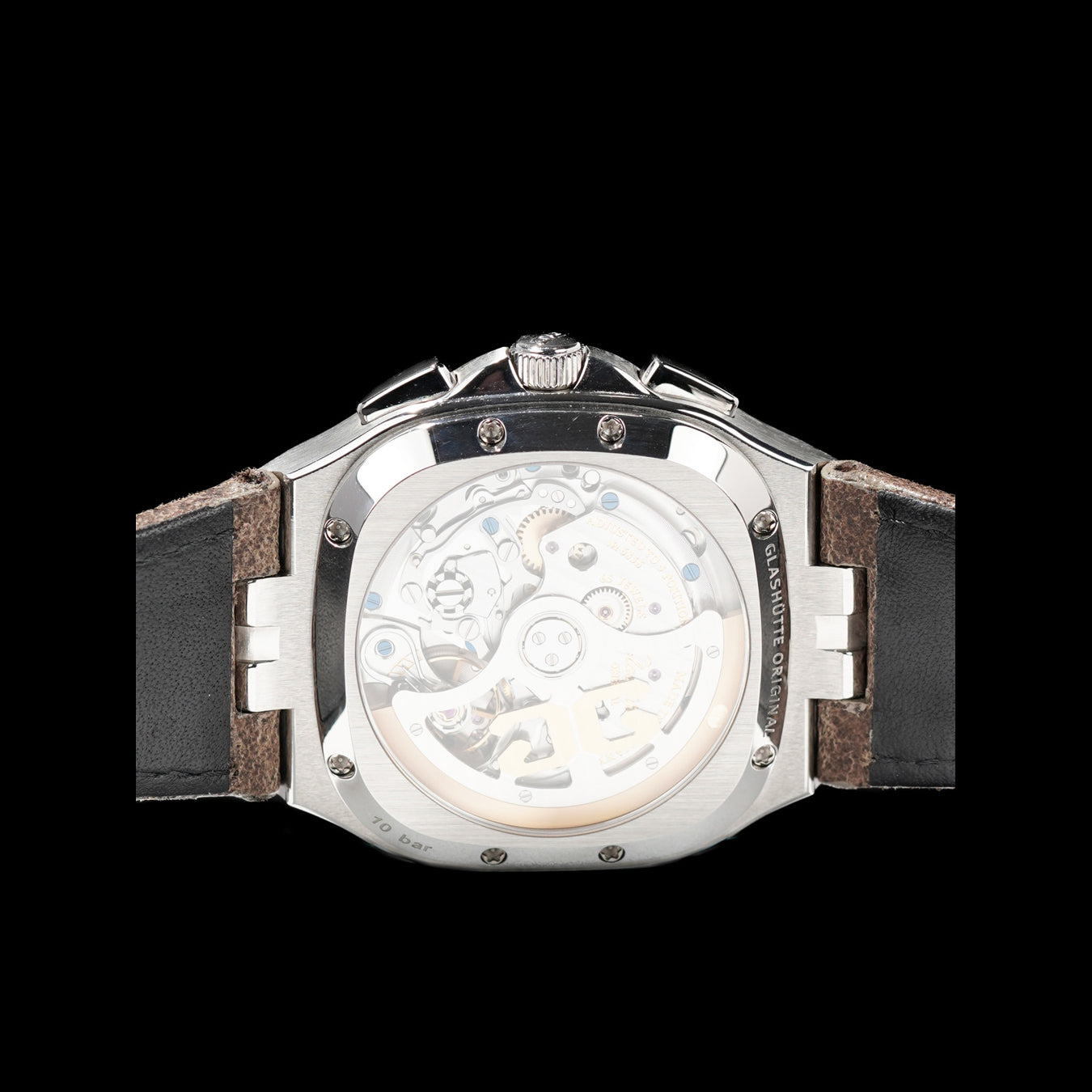 Glashütte Original 1-37-02-09-02-62 Seventies Chronograph Panorama Date Fab Green on Leather Strap