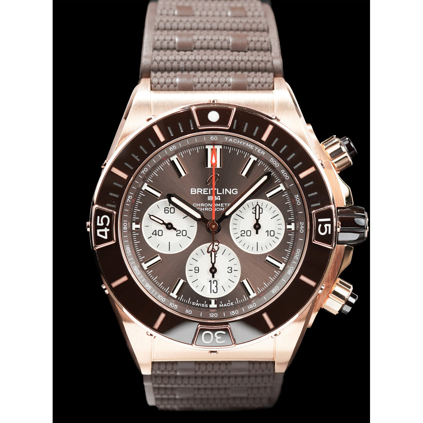 Breitling RB0136 Super Chronomat B01 44 18k Red Gold - Brown