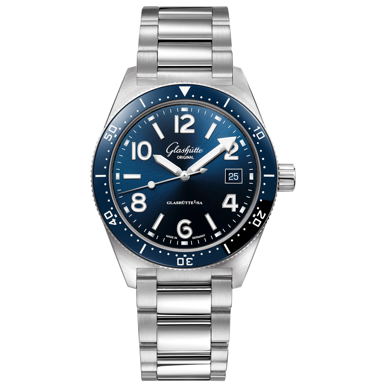 Glashütte Original 1-39-11-09-61-70 SeaQ Blue Dial on Bracelet with Exhibition Caseback