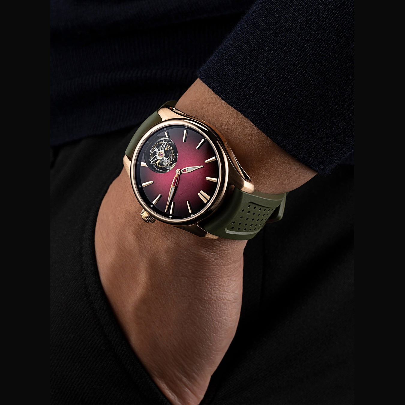H. Moser & Cie. 3805-0400 Tourbillon Red Gold Bordeaux Fumé  Dial