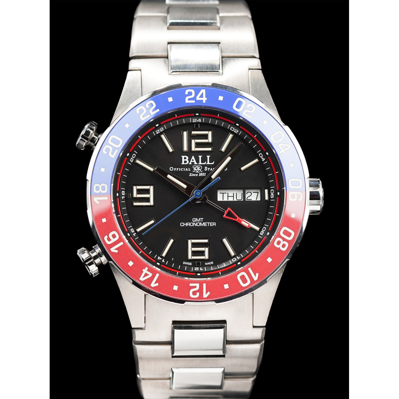 Ball DG3030B-S4C-BK Roadmaster Marine GMT Black Dial 40mm