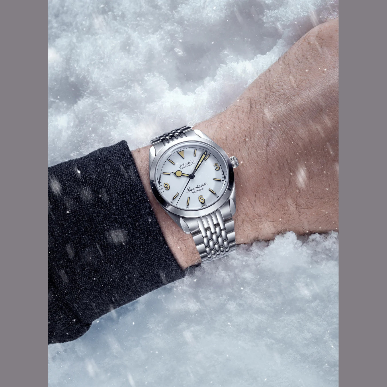 Nivada Grenchen 32066A04 Super Antarctic White 3.6.9 Cream Dial Beads Of Rice
