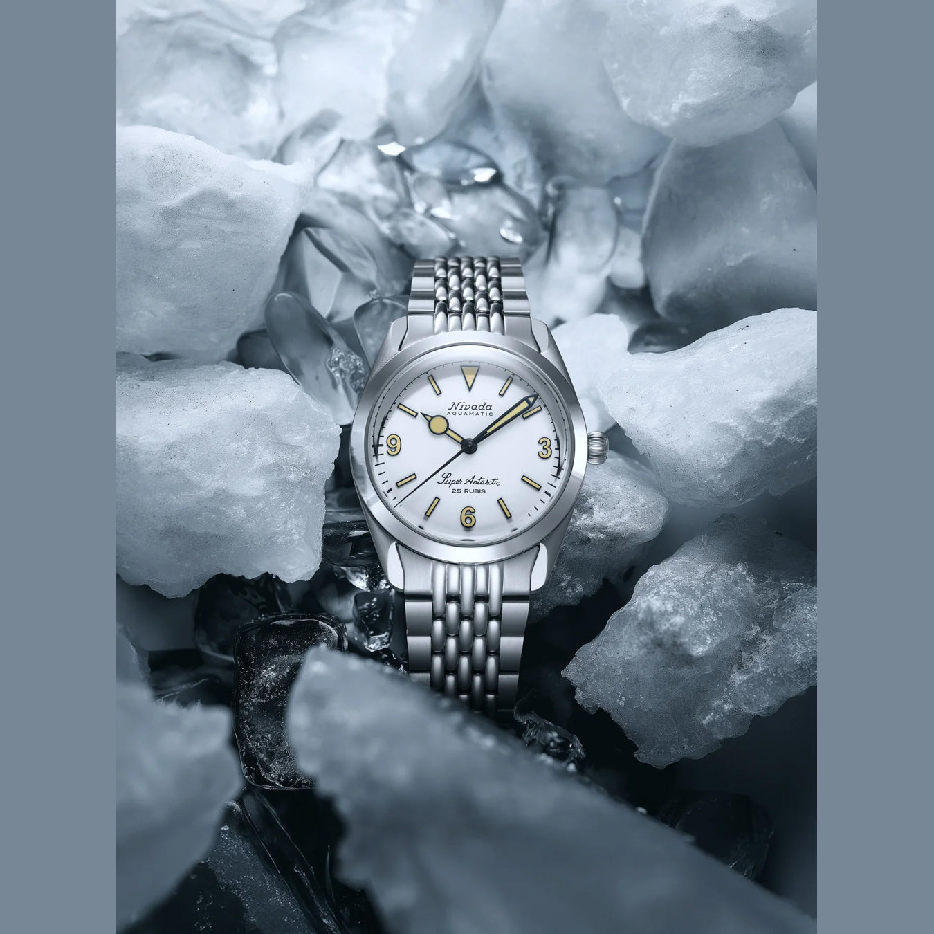 Nivada Grenchen 32066A04 Super Antarctic White 3.6.9 Cream Dial Beads Of Rice