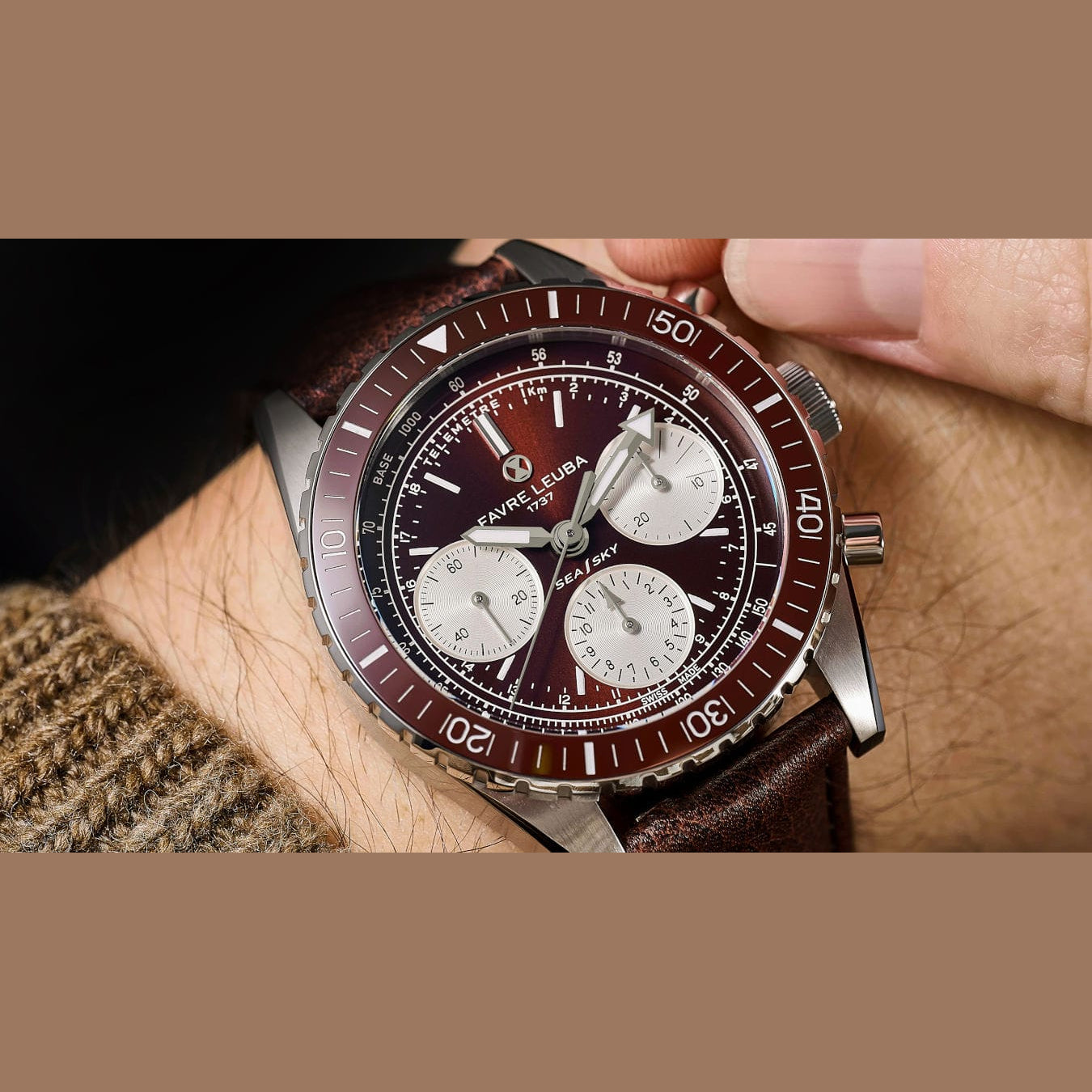 Favre Leuba 00.20212.112.05.105 Sea Sky Revival Brown Dial on Strap