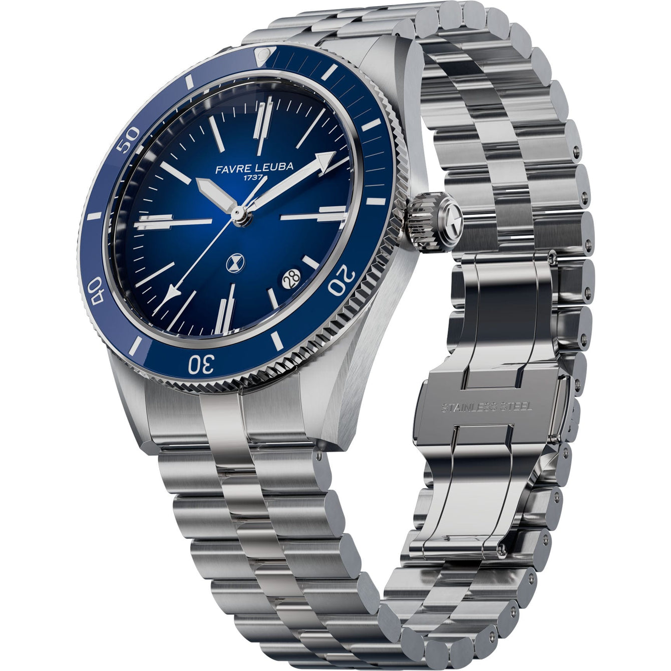 Favre Leuba 00.20308.101.02.200 Deep Raider Renaissance Blue Dial on Bracelet