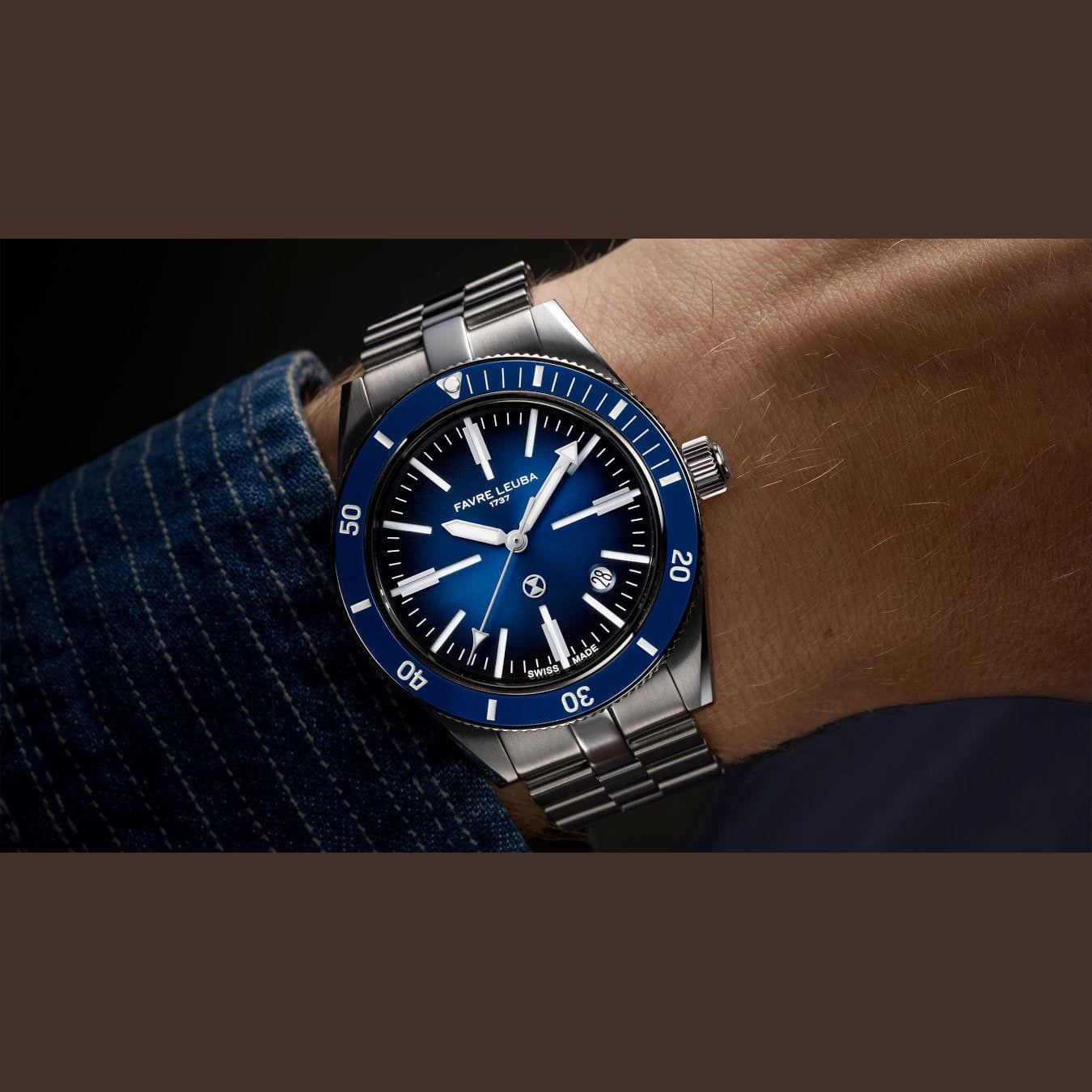 Favre Leuba 00.20308.101.02.200 Deep Raider Renaissance Blue Dial on Bracelet