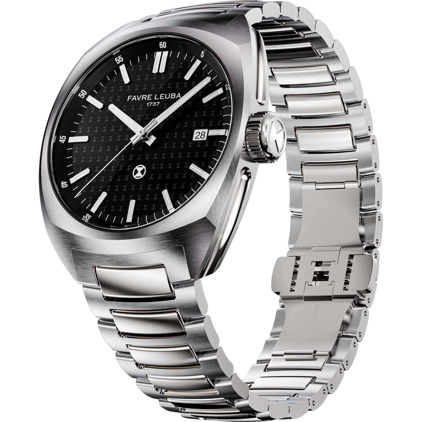 Favre Leuba 00.20102.102.01.200 Chief Date Black Dial on Bracelet