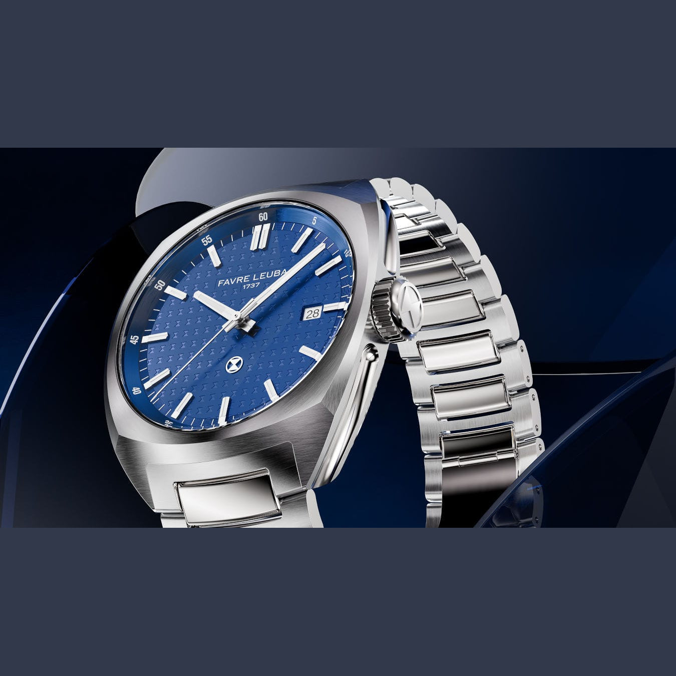 Favre Leuba 00.20102.102.02.200 Chief Date Blue Dial on Bracelet