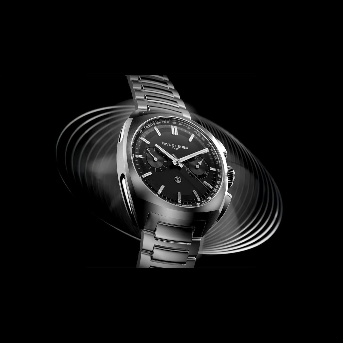 Favre Leuba 00.20101.113.01.200 Chief Chronograph Black Dial on Bracelet