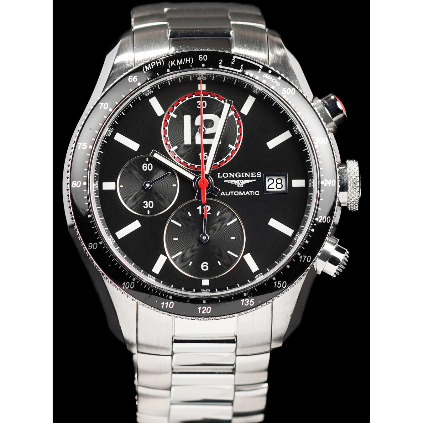 Longines L3.636.4.50.6 Grandevitesse Tachymeter Black Bracelet