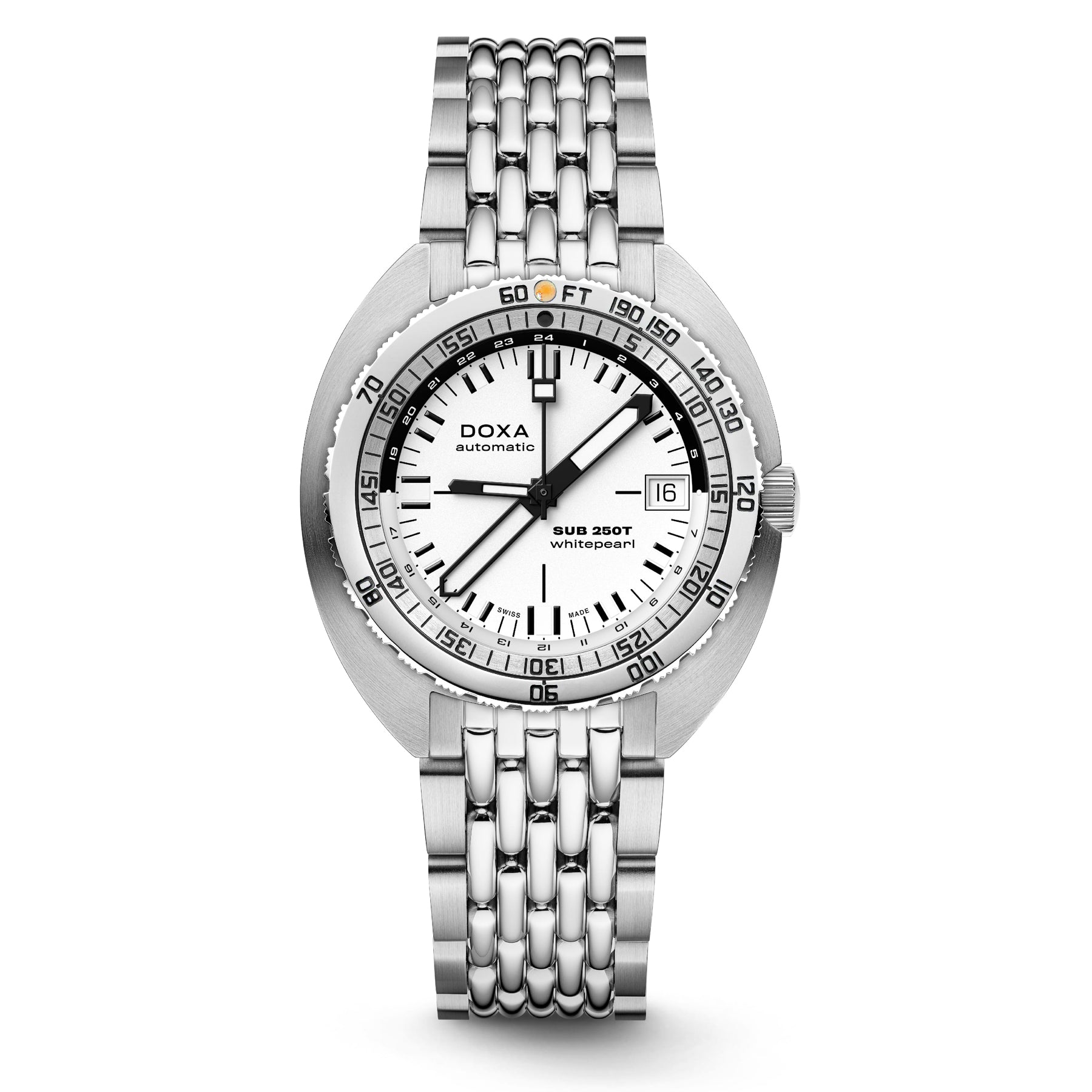 DOXA 855.10.011.10 SUB 250T GMT Whitepearl On Stainless Steel Bracelet