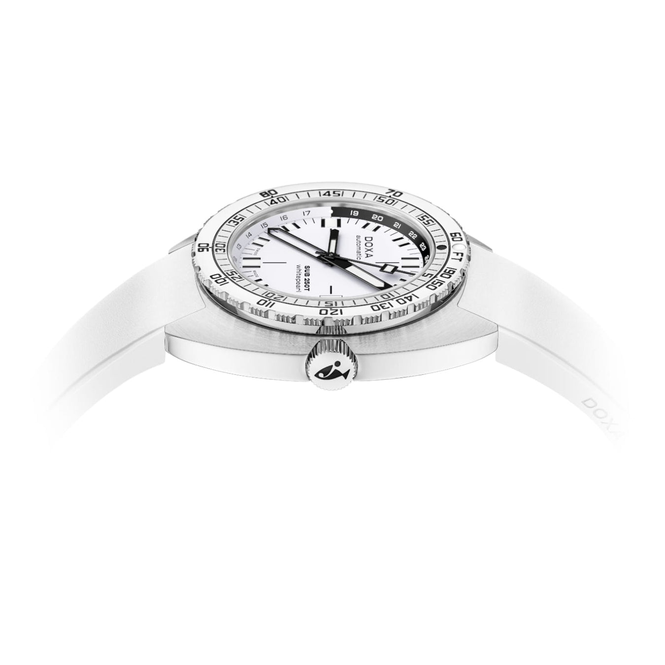 DOXA 855.10.011.23 SUB 250T GMT Whitepearl On White Rubber Strap