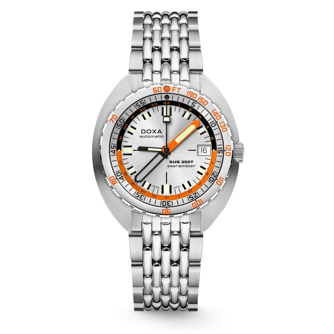 DOXA 855.10.021.10 SUB 250T GMT Searambler On Stainless Steel Bracelet