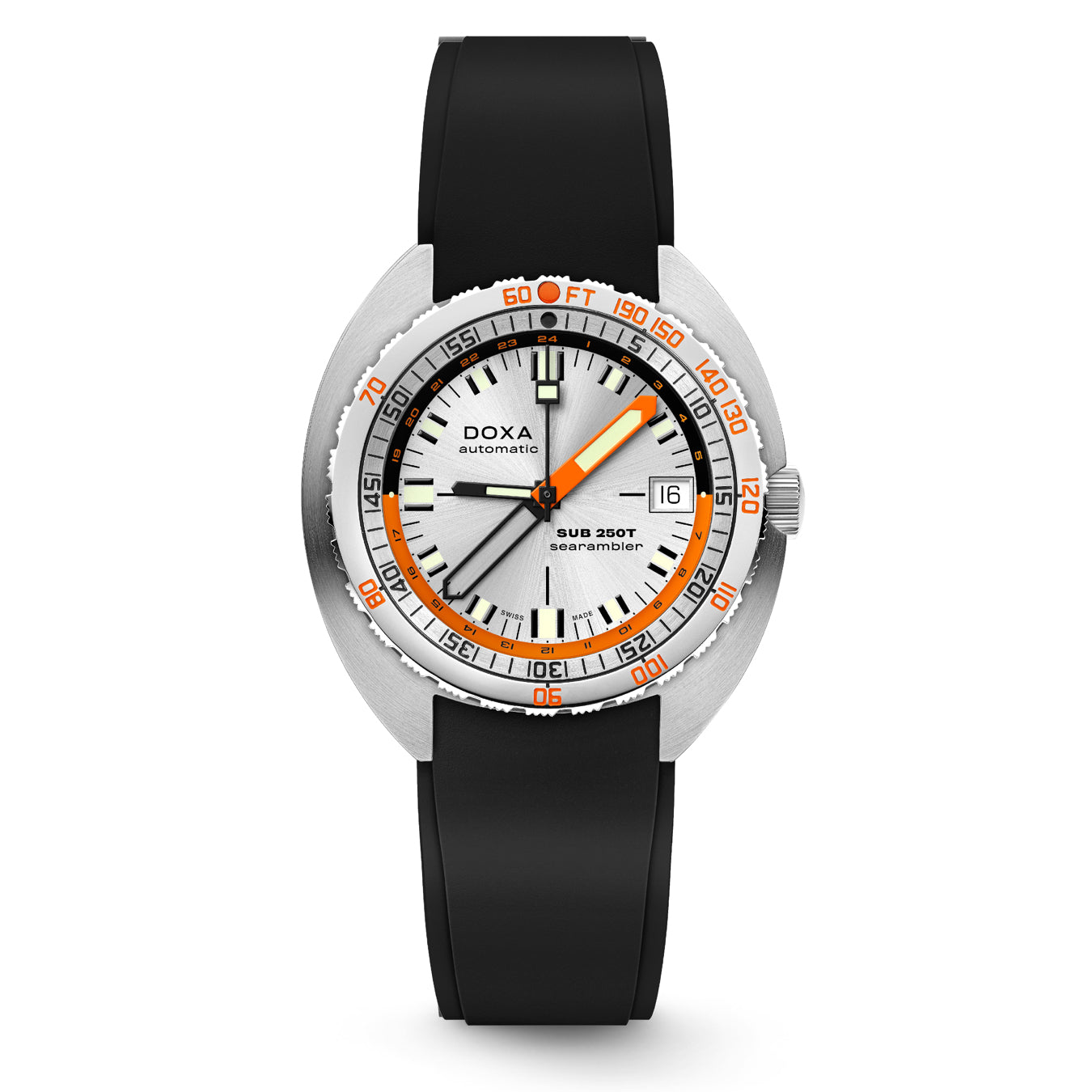 DOXA 855.10.021.20 SUB 250T GMT Searambler On Black Rubber Strap