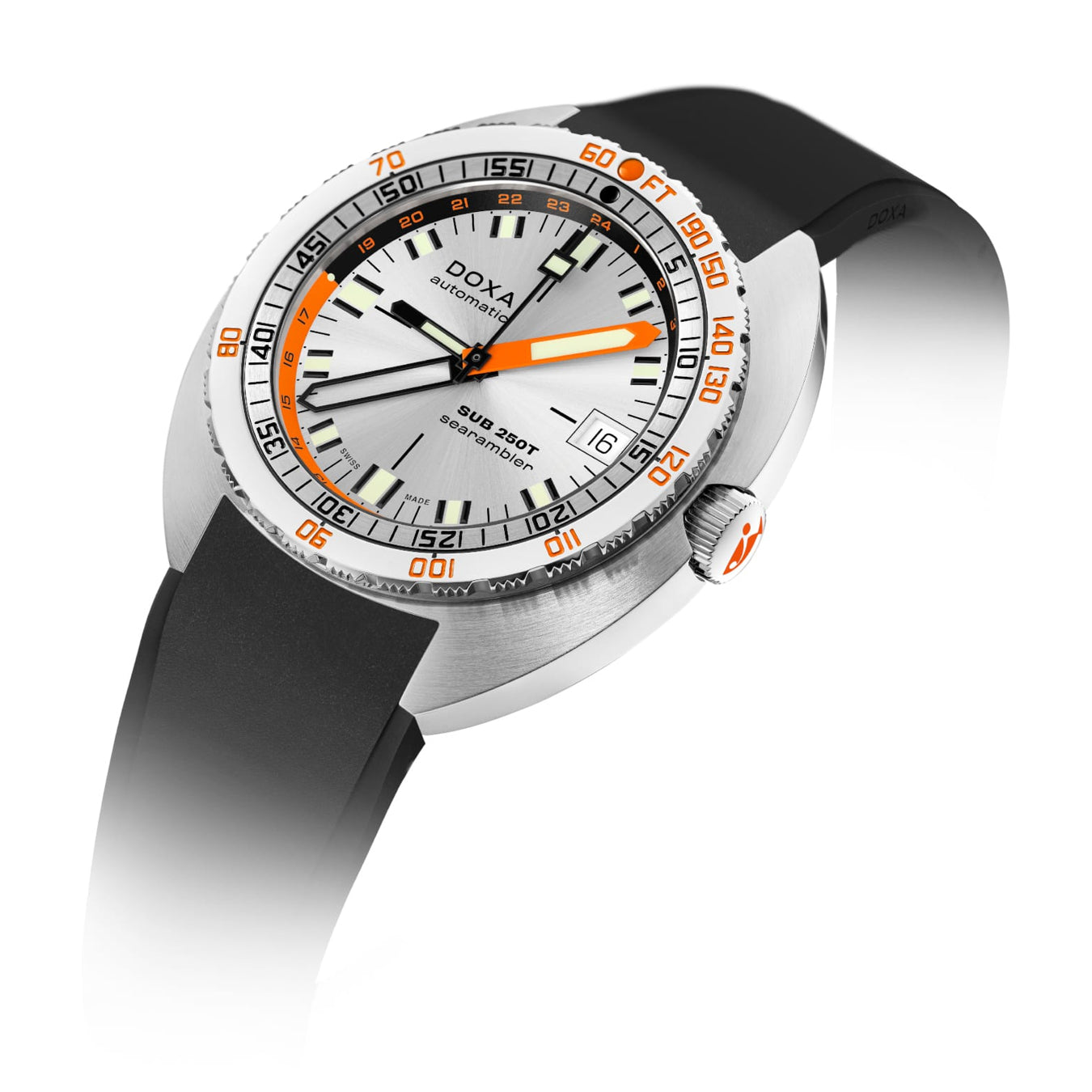 DOXA 855.10.021.20 SUB 250T GMT Searambler On Black Rubber Strap