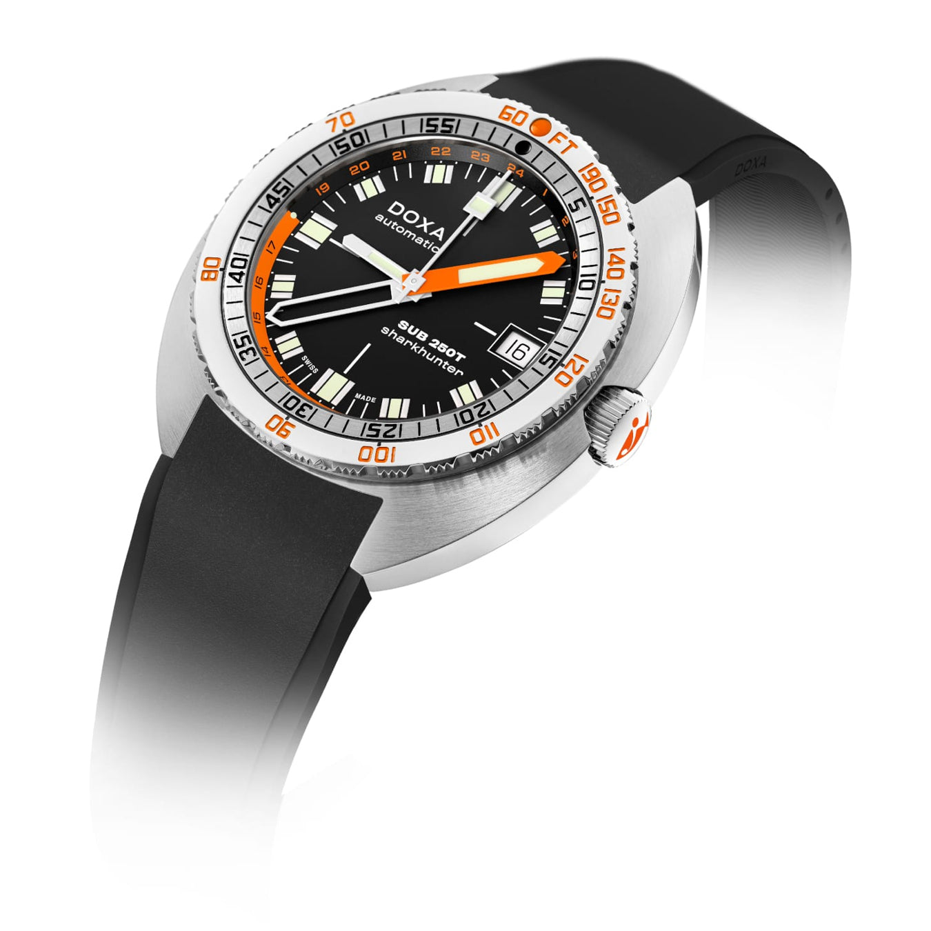 DOXA 855.10.101.20 SUB 250T GMT Sharkhunter On Black Rubber Strap