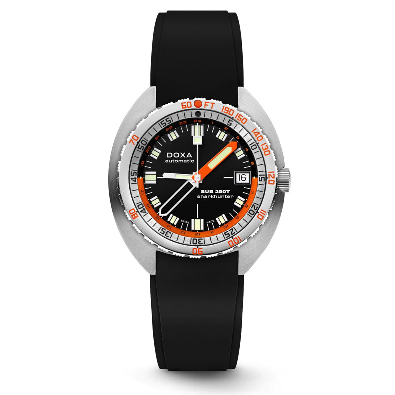 DOXA 855.10.101.20 SUB 250T GMT Sharkhunter On Black Rubber Strap