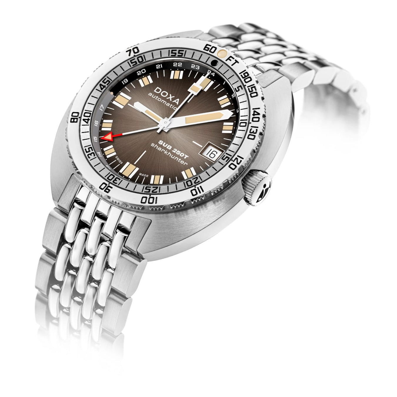 DOXA 855.10.101V.10 SUB 250T GMT Sharkhunter Vintage On Stainless Steel Bracelet