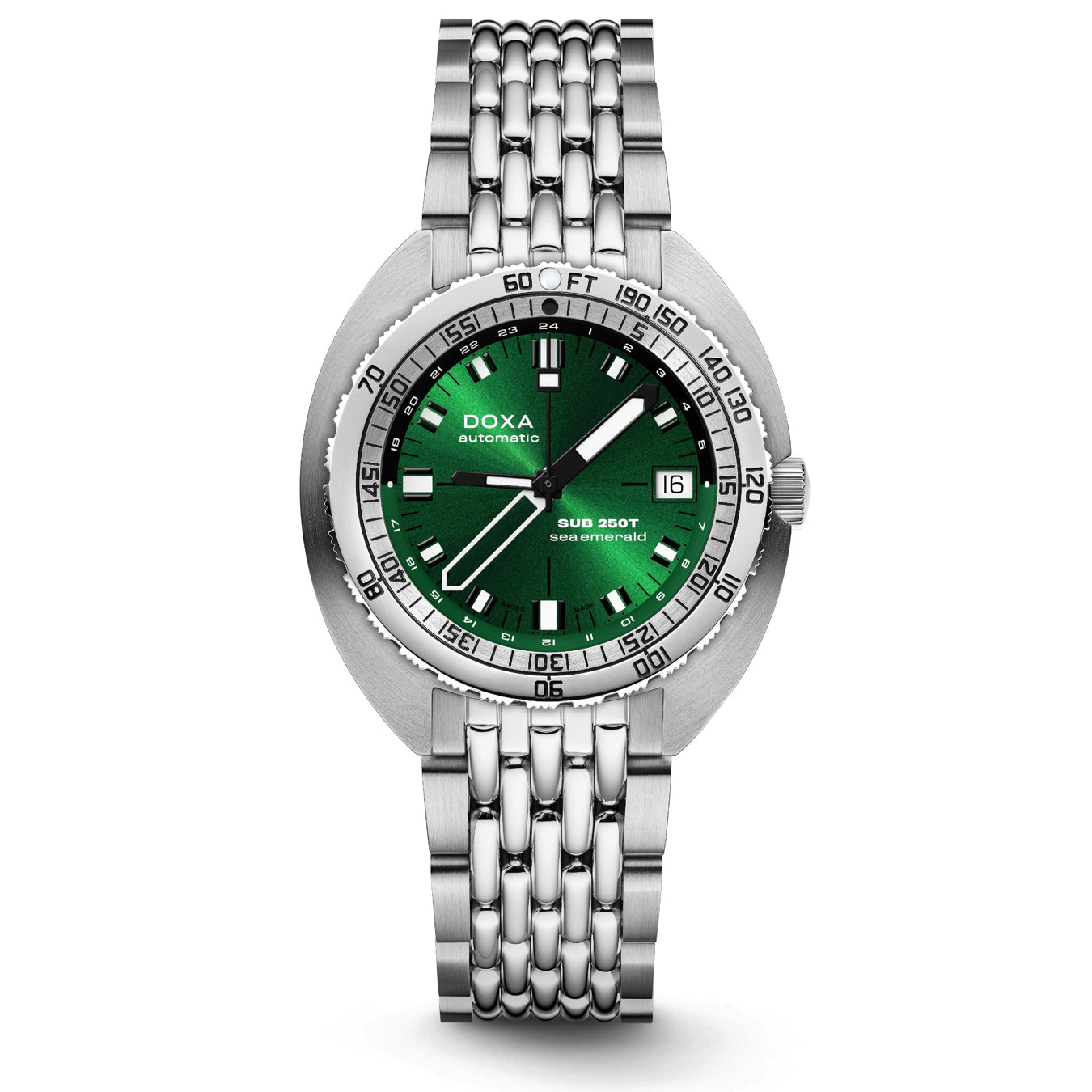 DOXA 855.10.131.10 SUB 250T GMT Sea Emerald On Stainless Steel Bracelet