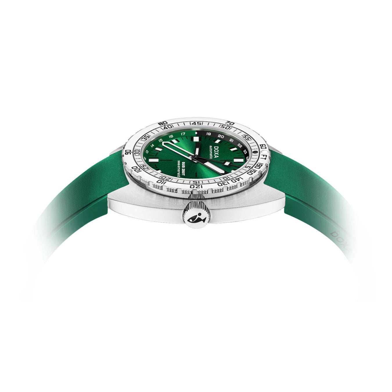 DOXA 855.10.131.26 SUB 250T GMT Sea Emerald On Green Rubber Strap