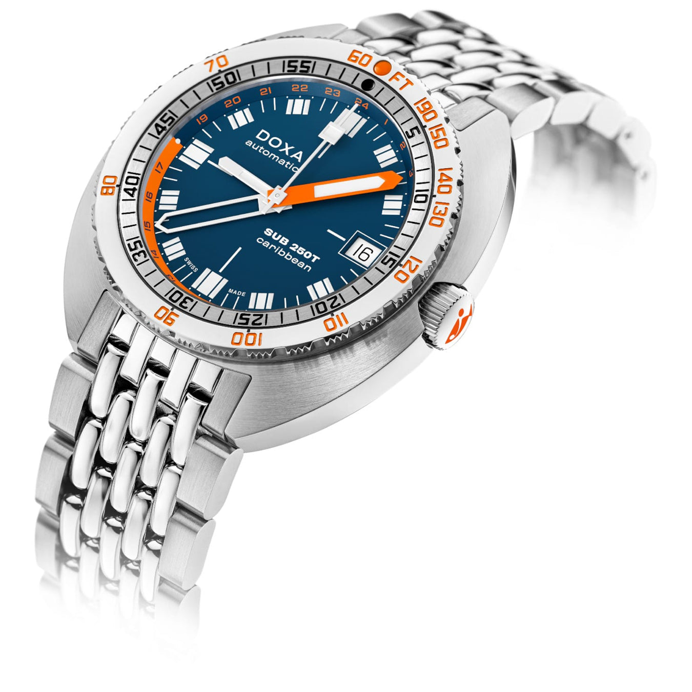 DOXA 855.10.201.10 SUB 250T GMT Caribbean On Stainless Steel Bracelet