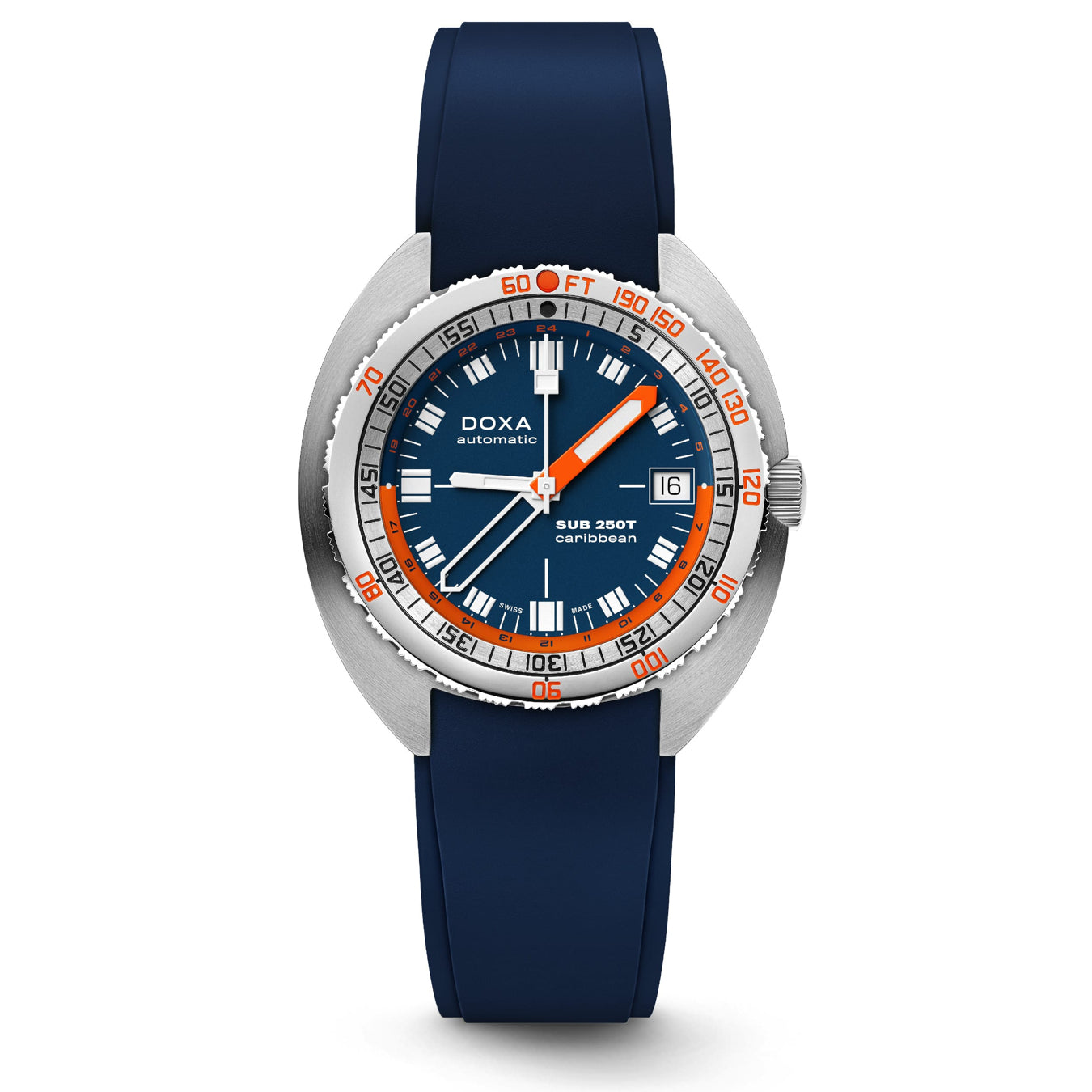 DOXA 855.10.201.32 SUB 250T GMT Caribbean On Blue Rubber Strap