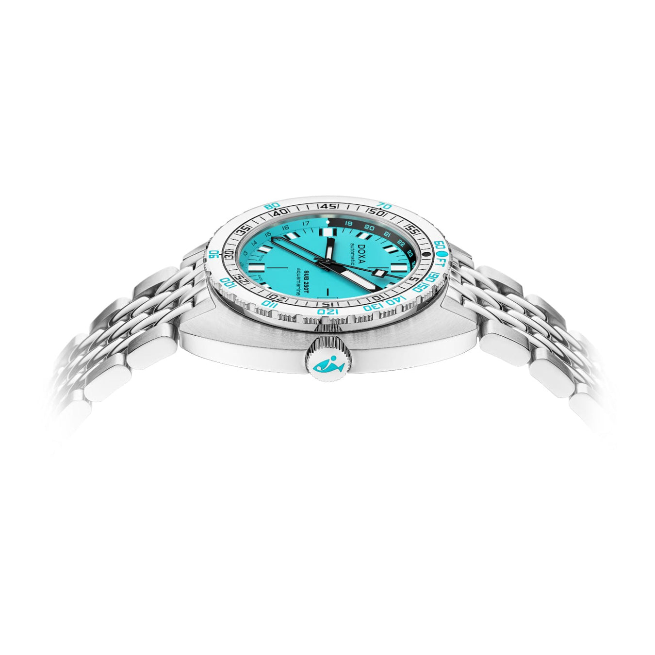 DOXA 855.10.241.10 SUB 250T GMT Aquamarine On Stainless Steel Bracelet