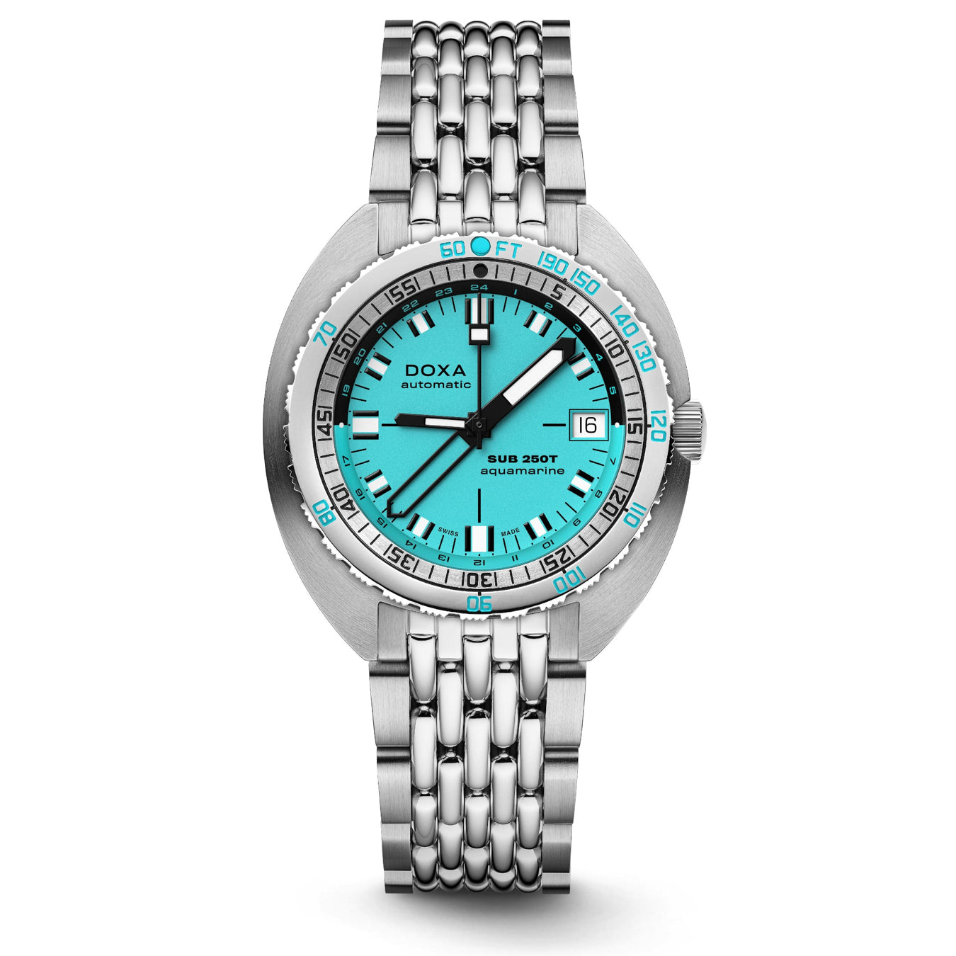 DOXA 855.10.241.10 SUB 250T GMT Aquamarine On Stainless Steel Bracelet