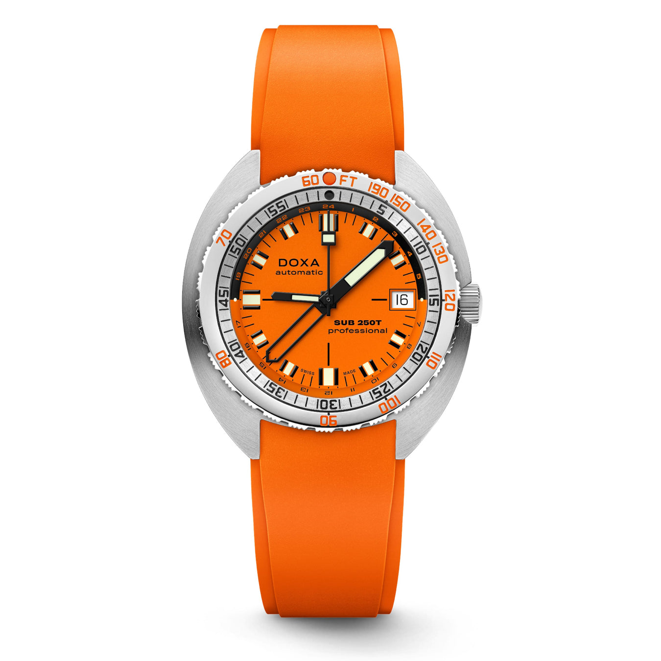 DOXA 855.10.351.21 SUB 250T GMT Professional On Orange Rubber Strap