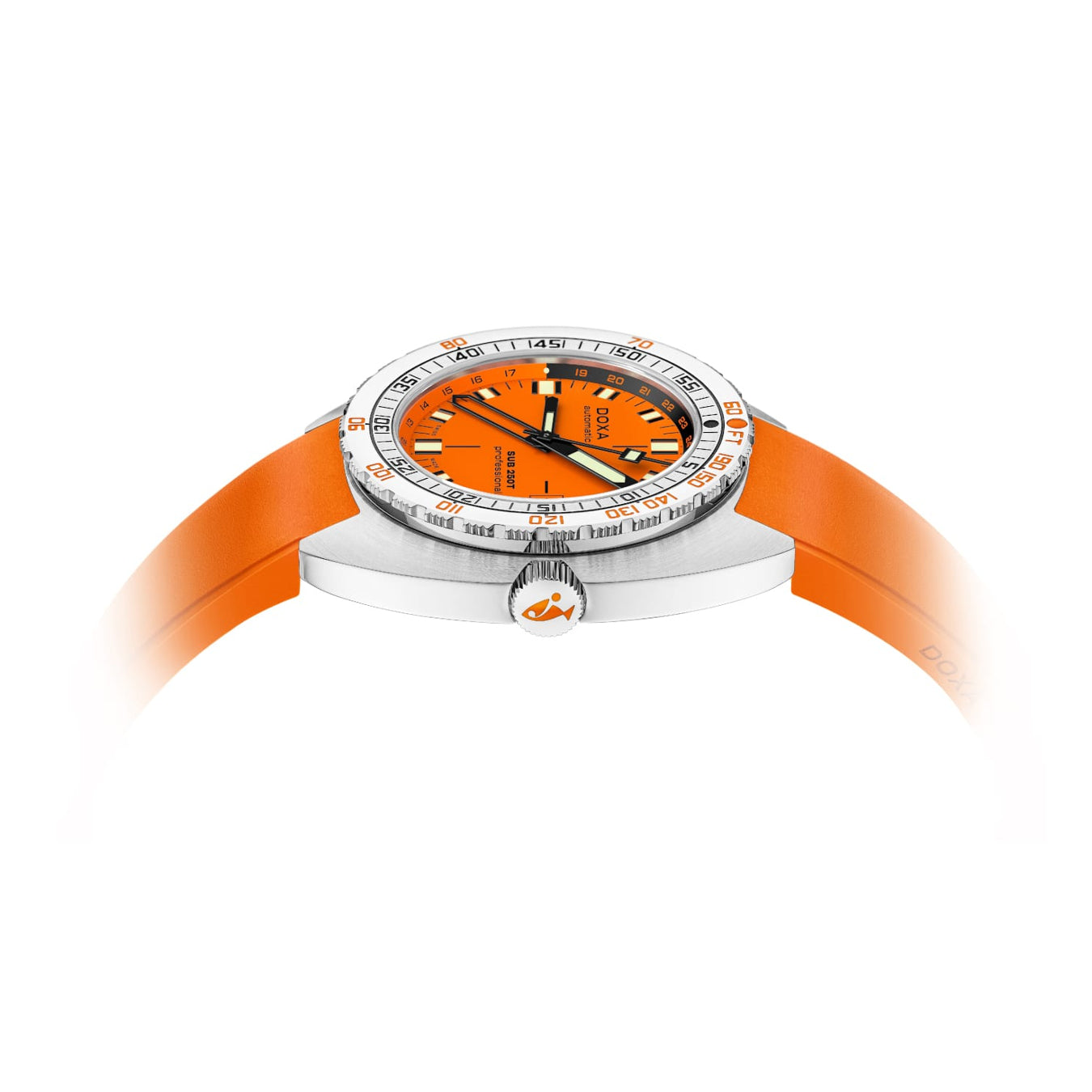 DOXA 855.10.351.21 SUB 250T GMT Professional On Orange Rubber Strap