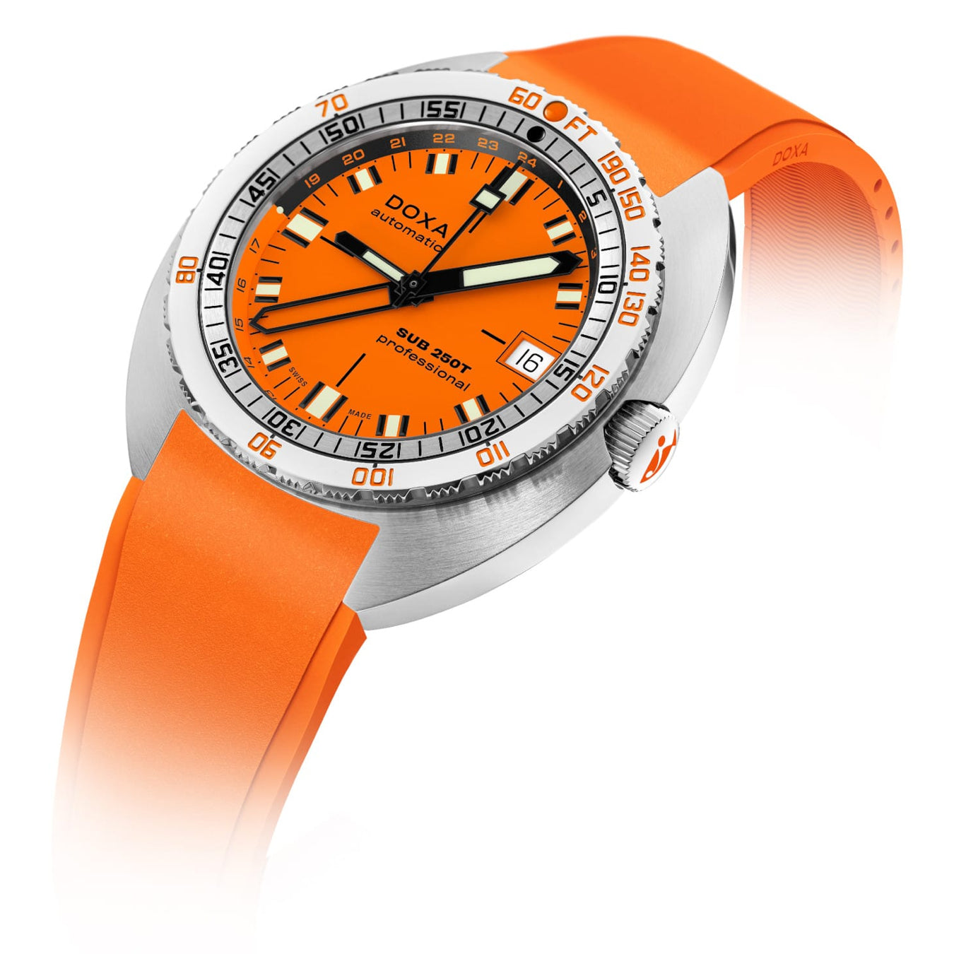 DOXA 855.10.351.21 SUB 250T GMT Professional On Orange Rubber Strap