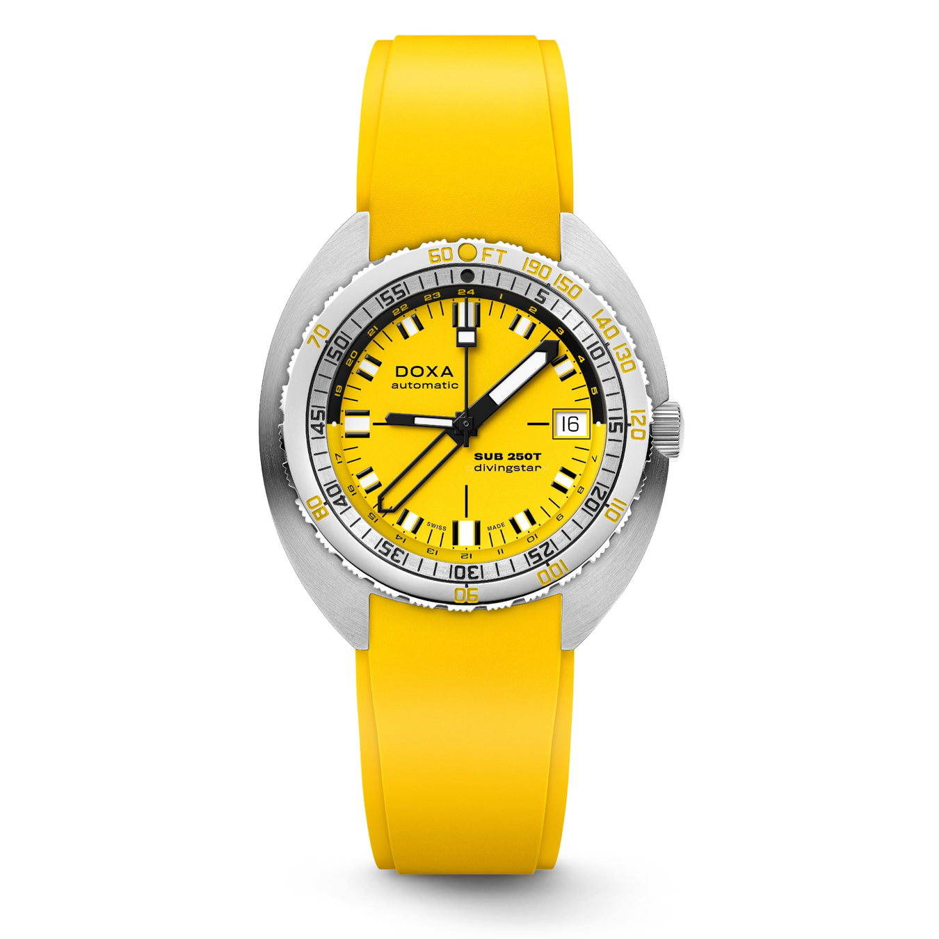 DOXA 855.10.361.31 SUB 250T GMT Divingstar On Yellow Rubber Strap