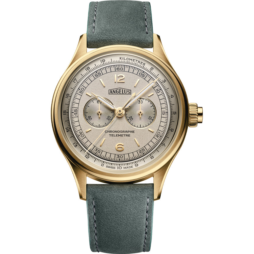 Angelus 0CHCQ.I01A.V010Q Chronograph Telemeter Yellow Gold White Dial