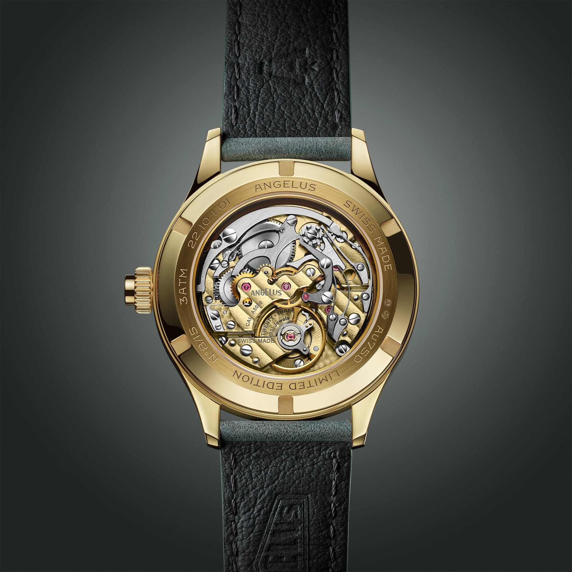 Angelus 0CHCQ.I01A.V010Q Chronograph Telemeter Yellow Gold White Dial