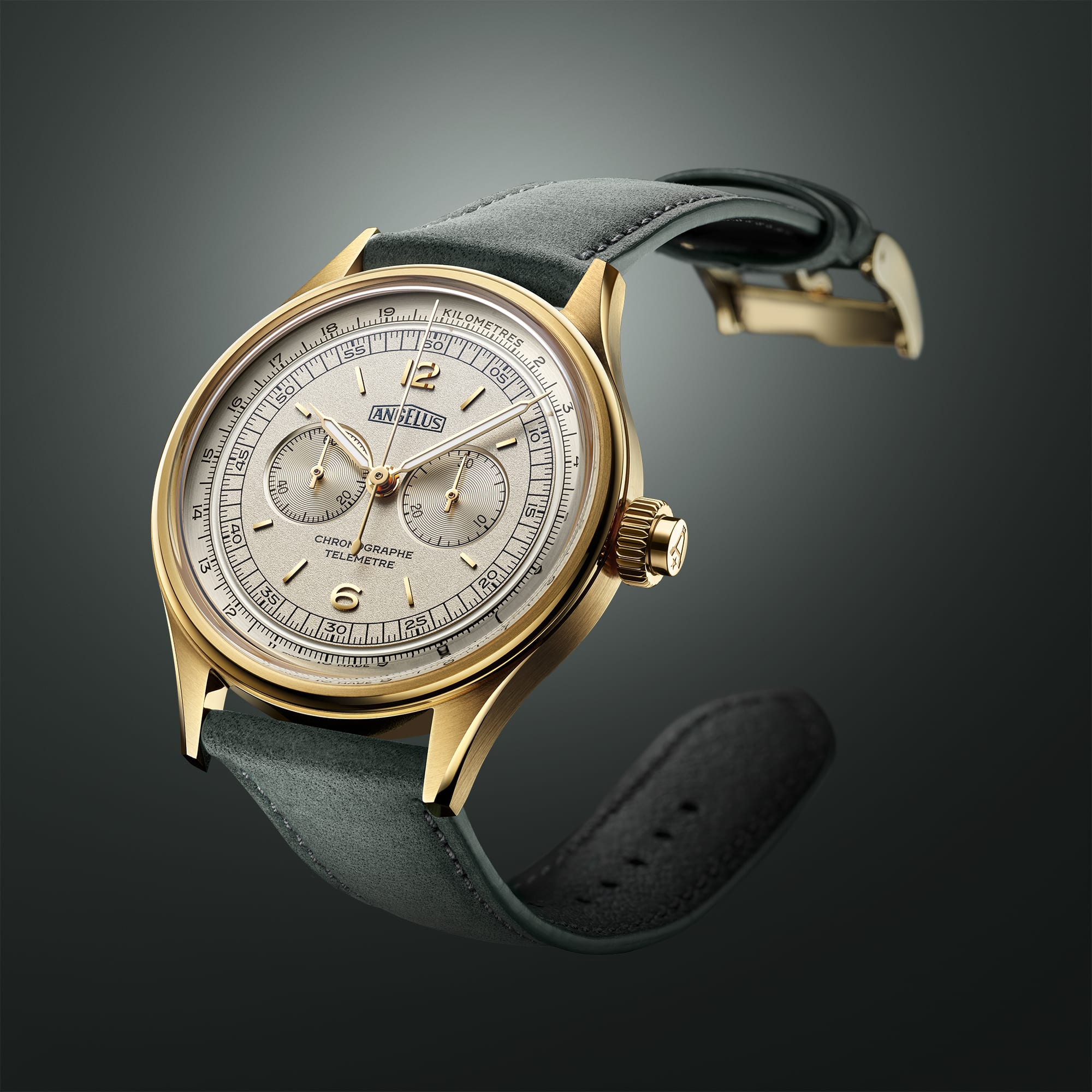 Angelus 0CHCQ.I01A.V010Q Chronograph Telemeter Yellow Gold White Dial
