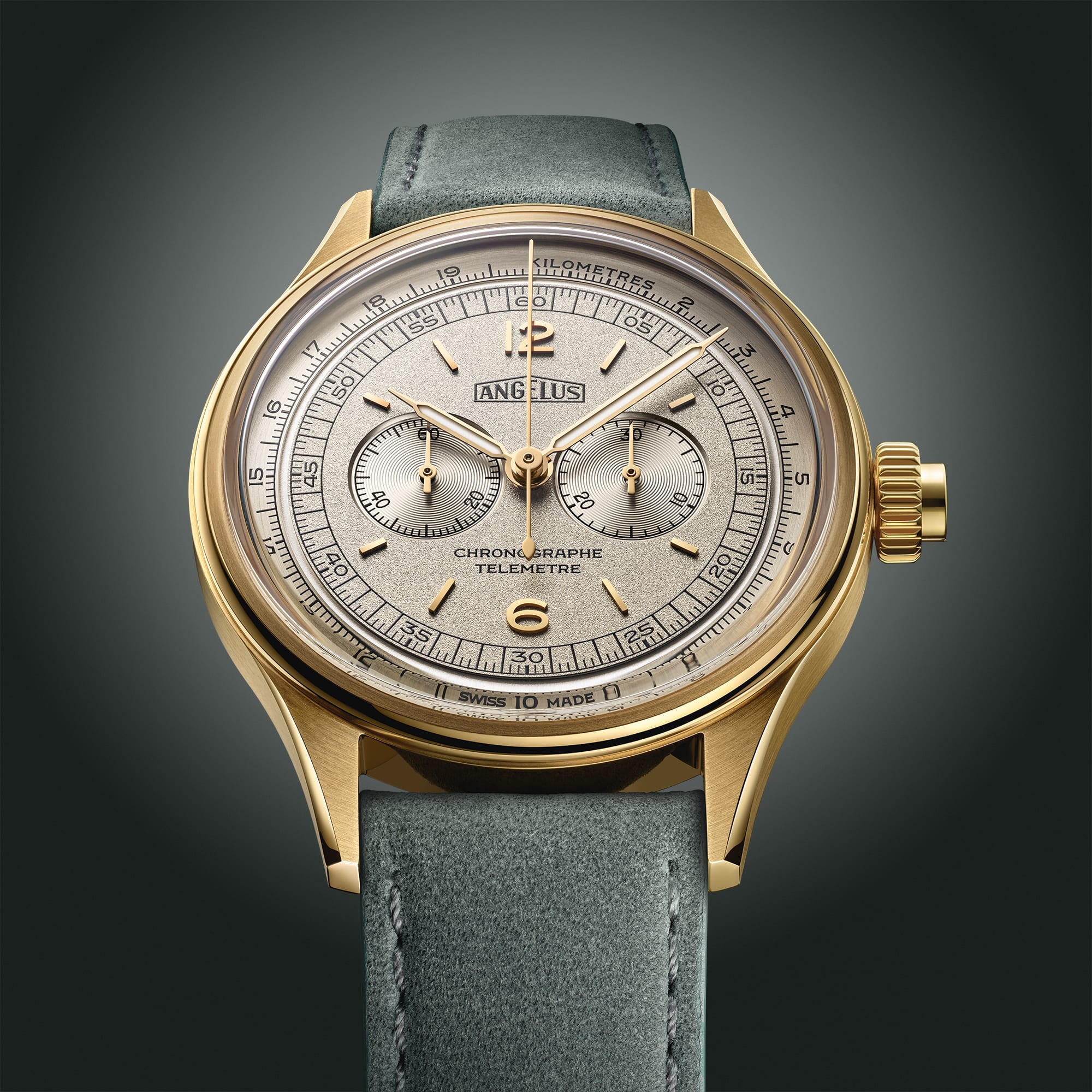 Angelus 0CHCQ.I01A.V010Q Chronograph Telemeter Yellow Gold White Dial