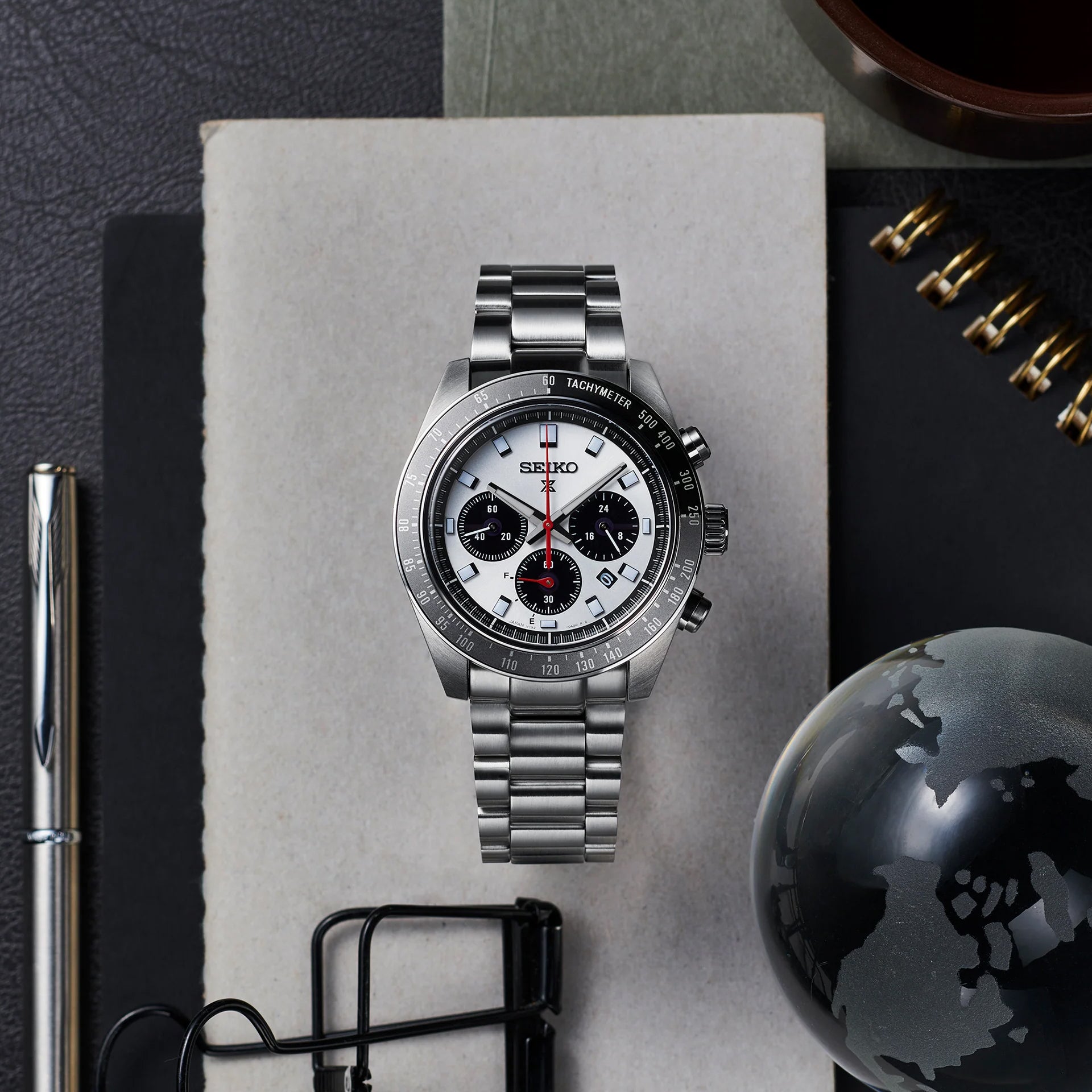 Seiko Prospex Speedtimer Solar Chronograph SSC911 White Dial