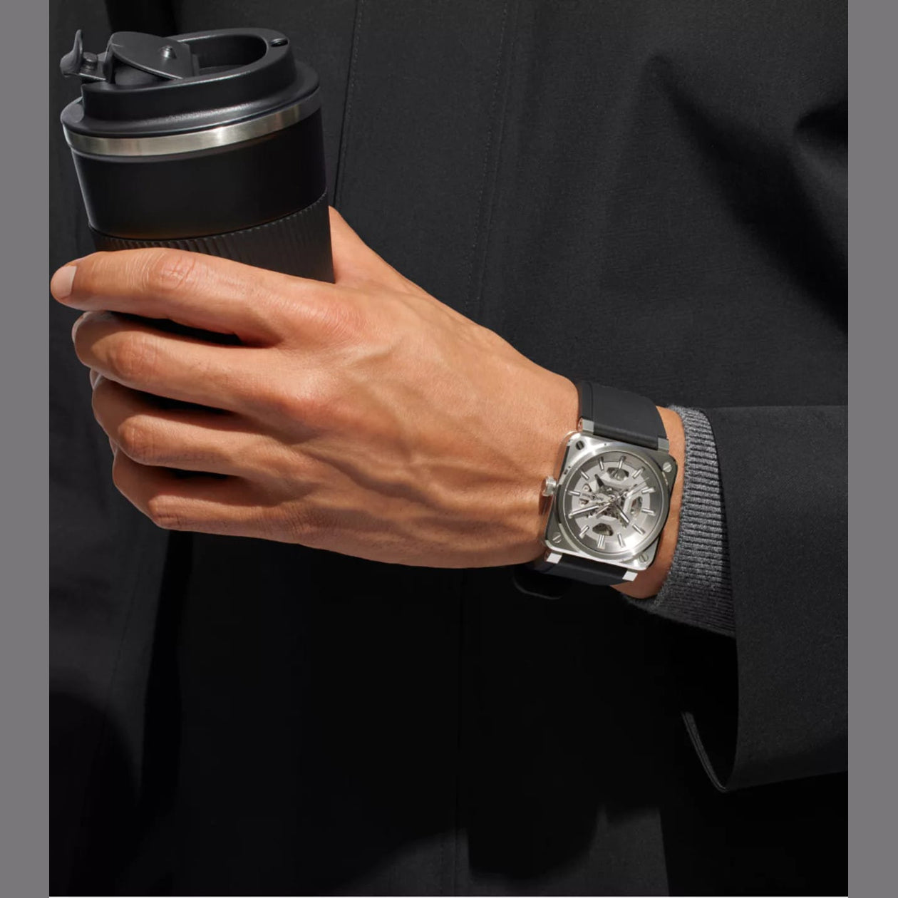 Bell & Ross BR03A-GR-SKST/SRB BR-03 Skeleton Grey Steel
